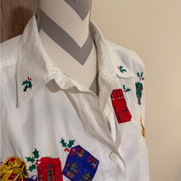 Vintage 90s size 18 Westbound Christmas Shirt Embroidered Christmas Gift theme - Picture 2 of 13